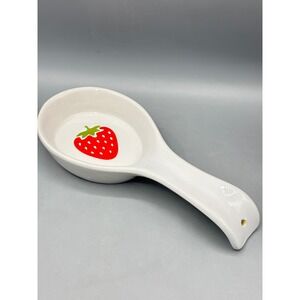 Boston Warehouse Strawberry Ceramic Spoon Rest White Red Kitchen Decor